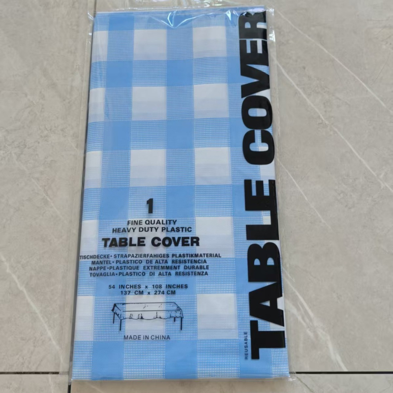 Jednokratna plastična stolna krpa, pravokutni karirani uzorak, debeli, PE/polyetilen, debljina 3 silk