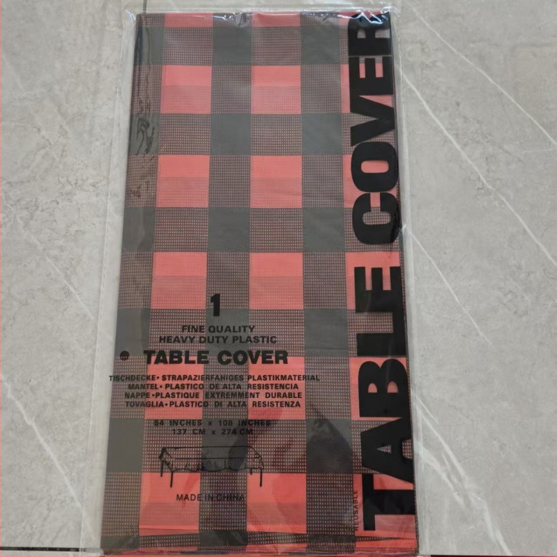 Jednorazová plastová prestieradlo na stôl, obdĺžnikový, kockatý vzor, hrúbka 3 silk, PE/polyetylén