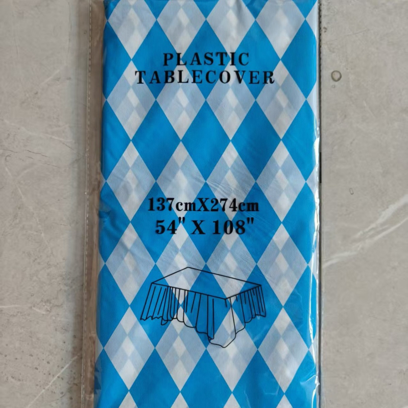 Jednokratna plastična stolna krpa, pravokutni karirani uzorak, debeli, PE/polyetilen, debljina 3 silk