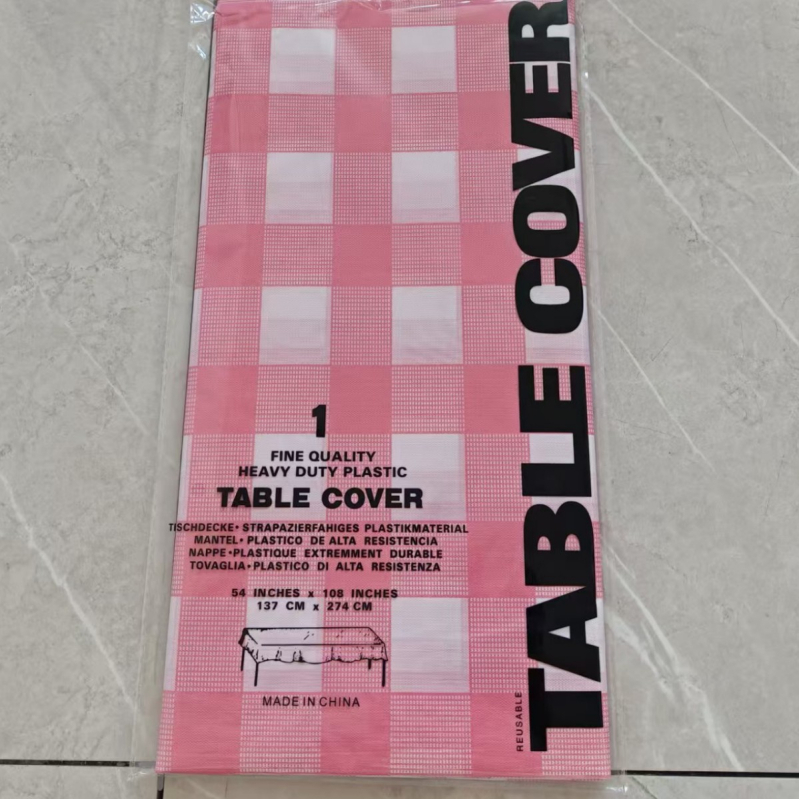 Jednokratna plastična stolna krpa, pravokutni karirani uzorak, debeli, PE/polyetilen, debljina 3 silk