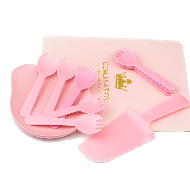 Set tanjira za tortu, jednokratna plastična posuđa s dizajnom kapljica vode, ispis logotipa, mogućnost prilagodbe, pakiranje 100 komada