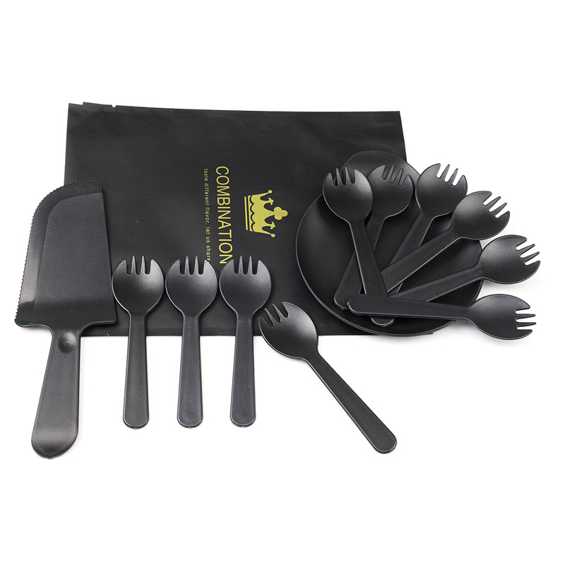 Set tanjira za tortu, jednokratna plastična posuđa s dizajnom kapljica vode, ispis logotipa, mogućnost prilagodbe, pakiranje 100 komada