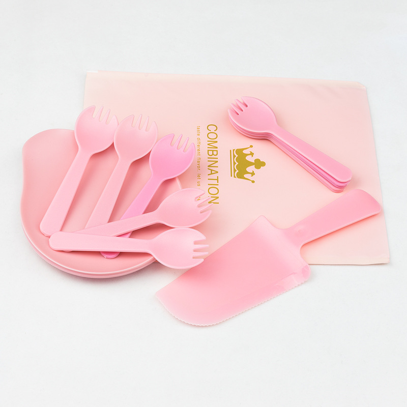 Set tanjira za tortu, jednokratna plastična posuđa s dizajnom kapljica vode, ispis logotipa, mogućnost prilagodbe, pakiranje 100 komada