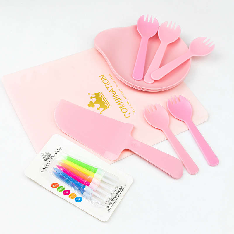 Set tanjira za tortu, jednokratna plastična posuđa s dizajnom kapljica vode, ispis logotipa, mogućnost prilagodbe, pakiranje 100 komada