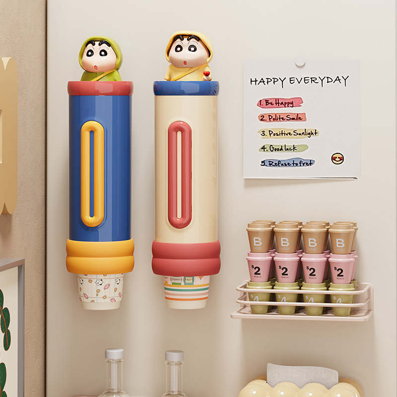 Suport montat pe perete pentru pahare de unică folosință, din plastic, stil proaspăt și drăguț, greutate 250 g, fără găuri