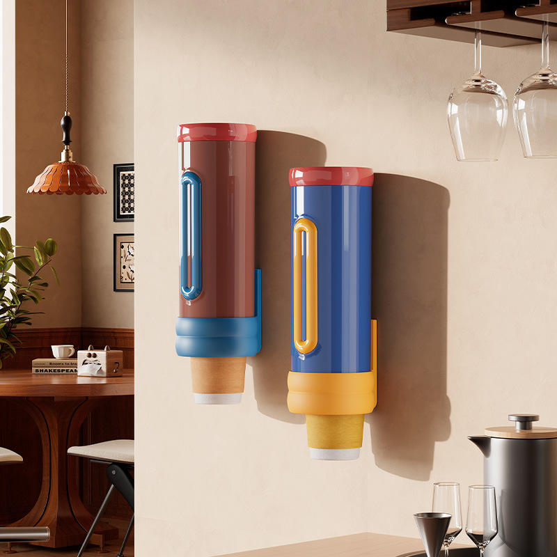 Suport montat pe perete pentru pahare de unică folosință, din plastic, stil proaspăt și drăguț, greutate 250 g, fără găuri