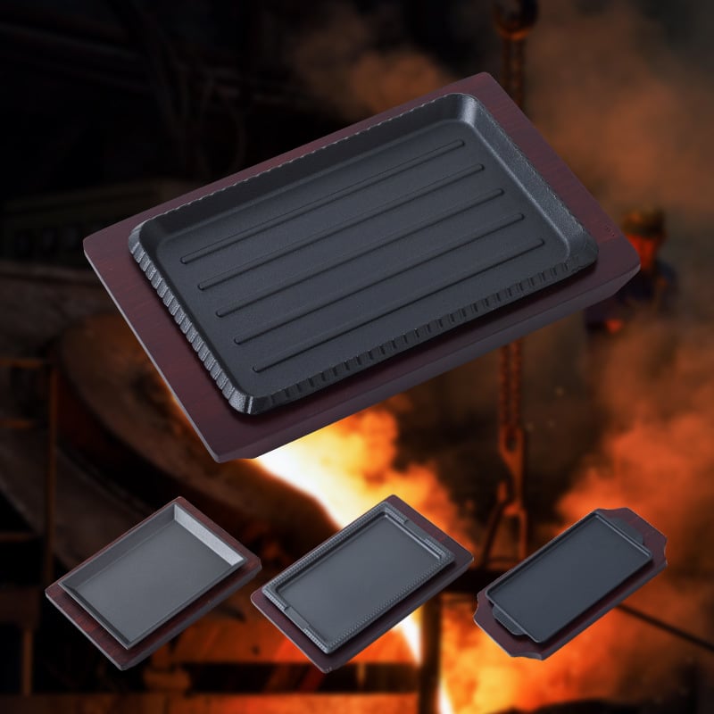 Viewpoint négyszögletes vas grillsütő tál – Koreai stílusú grillsütő serpenyő, elektroforézissel kezelt felület, összecsukható dizájn