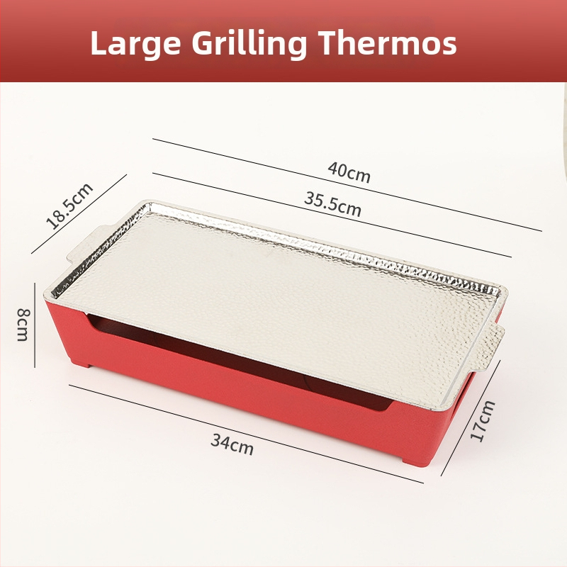 Barbecue ohrievač na udržiavanie tepla, hliníkový štvorcový tvar, antiadhézny povrch, hmotnosť 1,2 kg