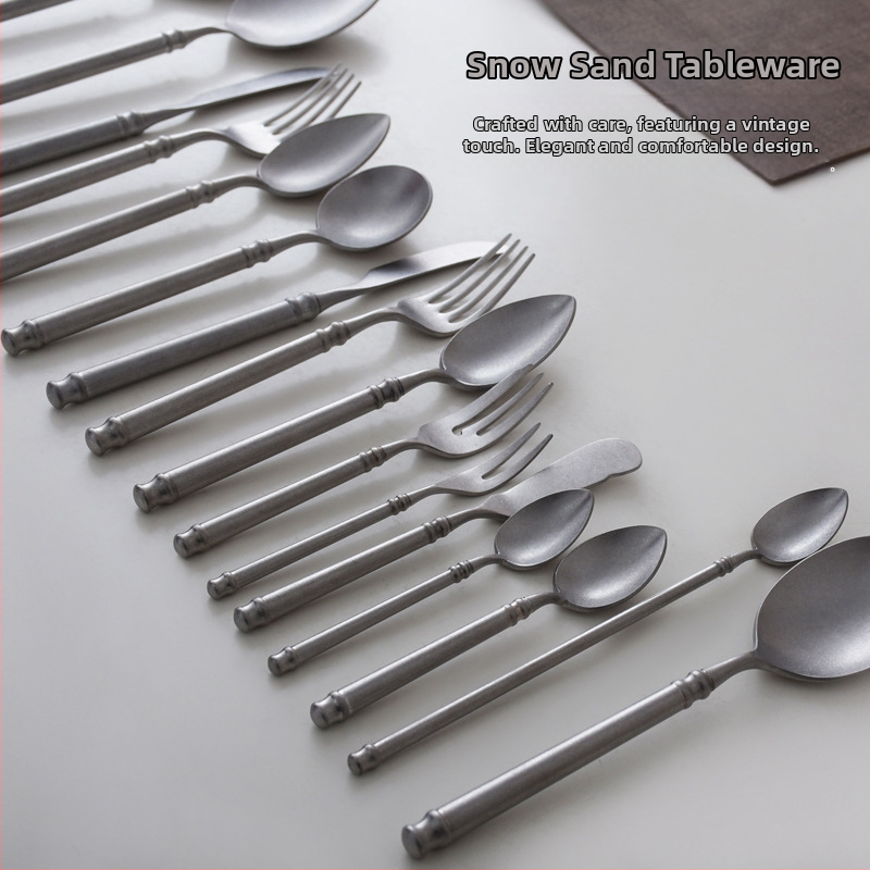 Sada príborov – 304 nerezová oceľ, leštenie do zrkadla, ľahká luxusná retro nordická téma, obsahuje nô, vidličku a lyžicu, balené v priehľadnom vrecku