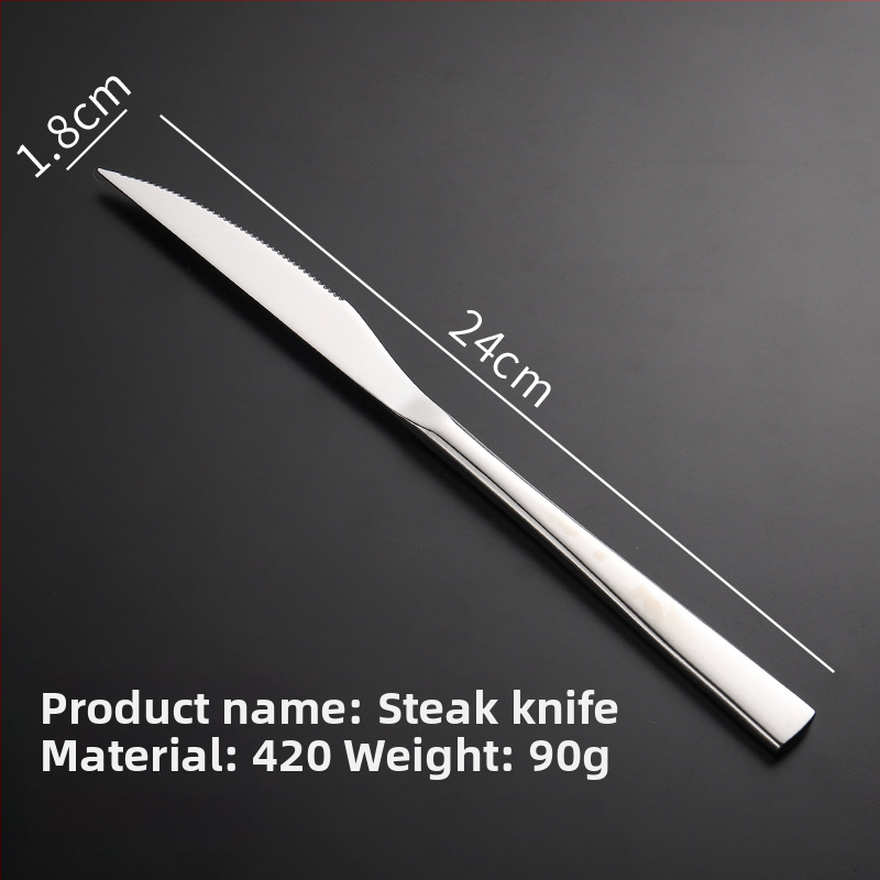 Sada nožov, vidličiek a lyžíc na steak z 304 nerezovej ocele s leštenou povrchovou úpravou, moderný štýl