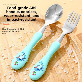 Detská súprava príborov (nôž, vidlička, lyžica) z 304 nerezovej ocele, zrkadlový lesk, karikatúrny vzor