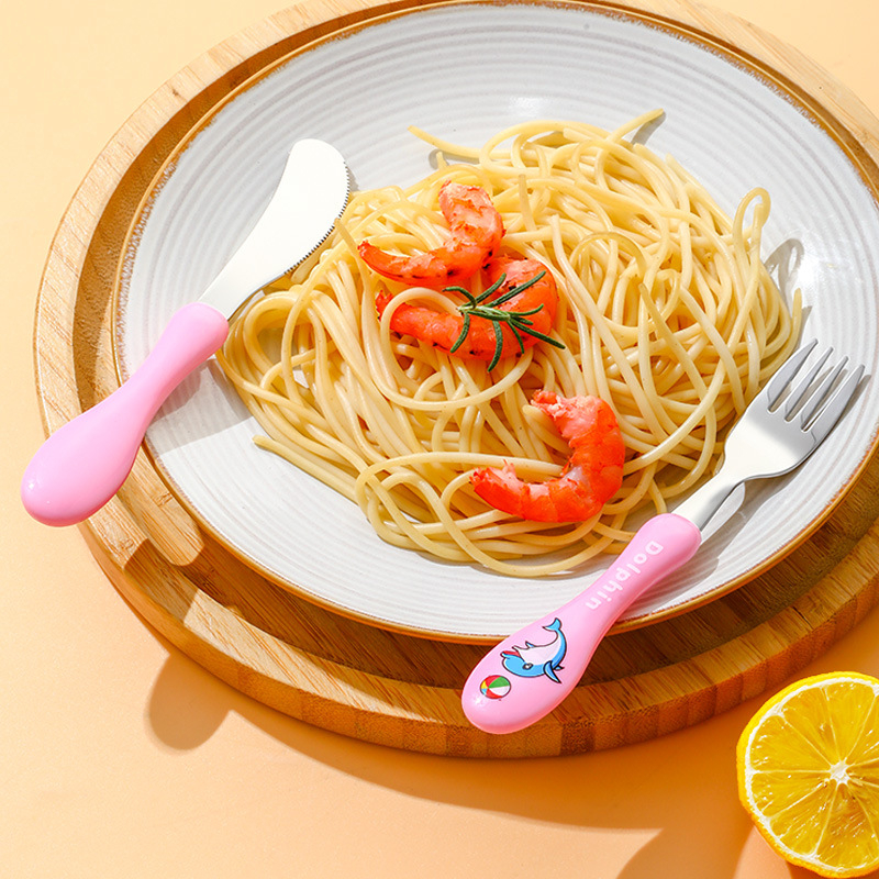 Σετ παιδικών μαχαιροπίρουνων (μαχαίρι, πιρούνι, κουτάλι) από ανοξείδωτο χάλυβα 304, γυαλισμένη επιφάνεια, καρτούν σχέδιο