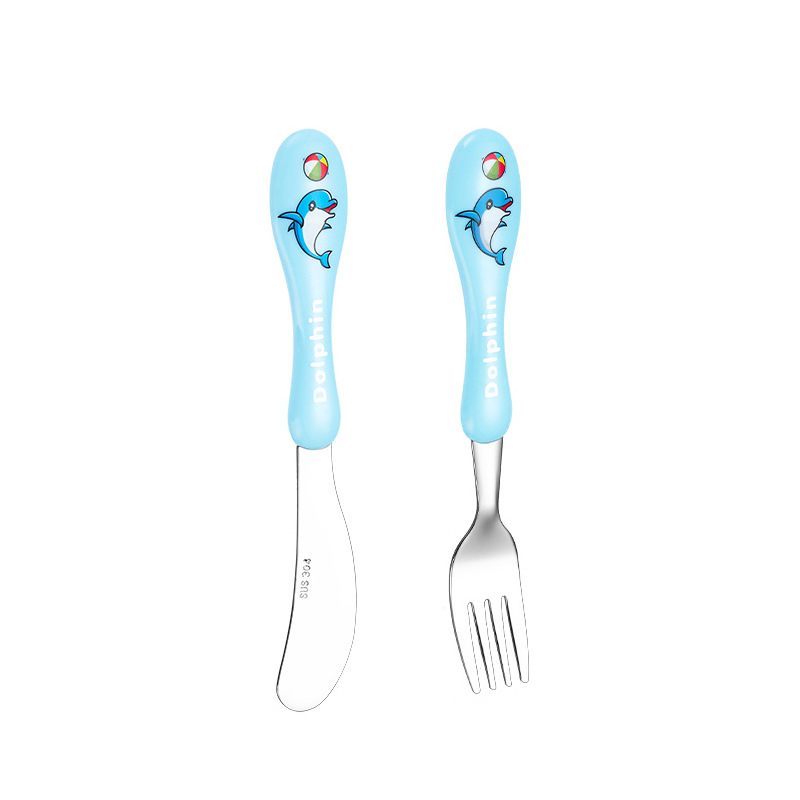 Σετ παιδικών μαχαιροπίρουνων (μαχαίρι, πιρούνι, κουτάλι) από ανοξείδωτο χάλυβα 304, γυαλισμένη επιφάνεια, καρτούν σχέδιο