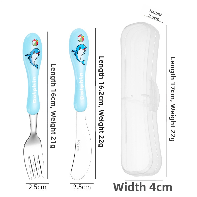 Detská súprava príborov (nôž, vidlička, lyžica) z 304 nerezovej ocele, zrkadlový lesk, karikatúrny vzor