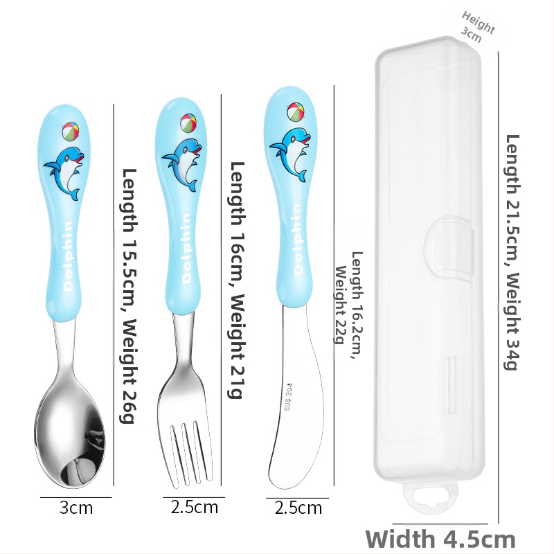 Detská súprava príborov (nôž, vidlička, lyžica) z 304 nerezovej ocele, zrkadlový lesk, karikatúrny vzor