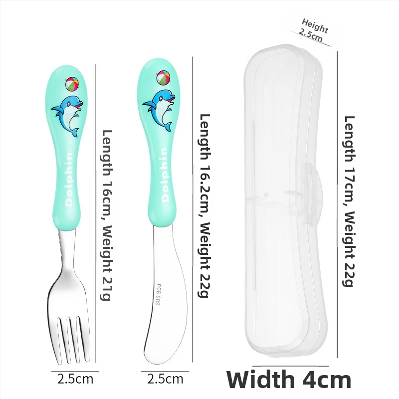 Detská súprava príborov (nôž, vidlička, lyžica) z 304 nerezovej ocele, zrkadlový lesk, karikatúrny vzor