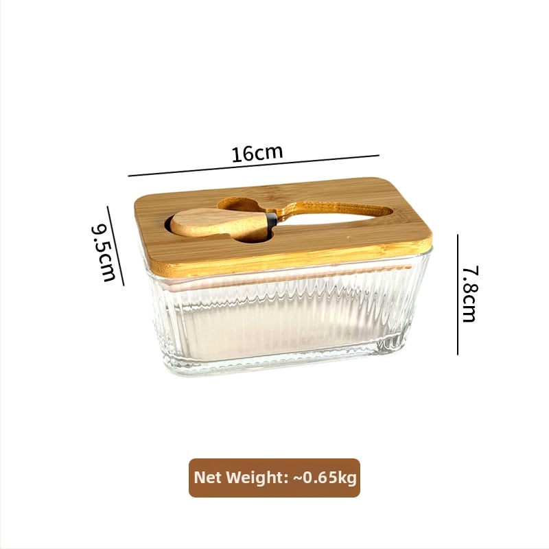 Стъклена кутия за масло със капак и нож за разпределение — модерен минималистичен дизайн, печат на лого, Бранд Blue Maple Leaf, пускане през Зима 2025