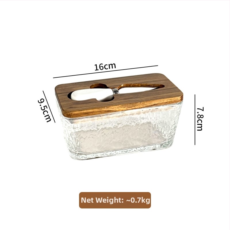 Стъклена кутия за масло със капак и нож за разпределение — модерен минималистичен дизайн, печат на лого, Бранд Blue Maple Leaf, пускане през Зима 2025