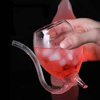 Čaša za vino s kreativnim vampirskim dizajnom, staklo s filtrom i slamkom — otporno na visoke temperature, ručno puhanje, jednovrstna