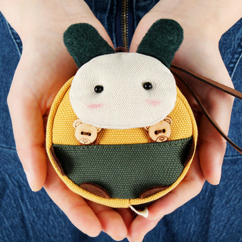 Πορτοφόλι κερμάτων με σχέδιο κουνελιού σε καρτούν, καμβάς, unisex, Κορεατική έκδοση