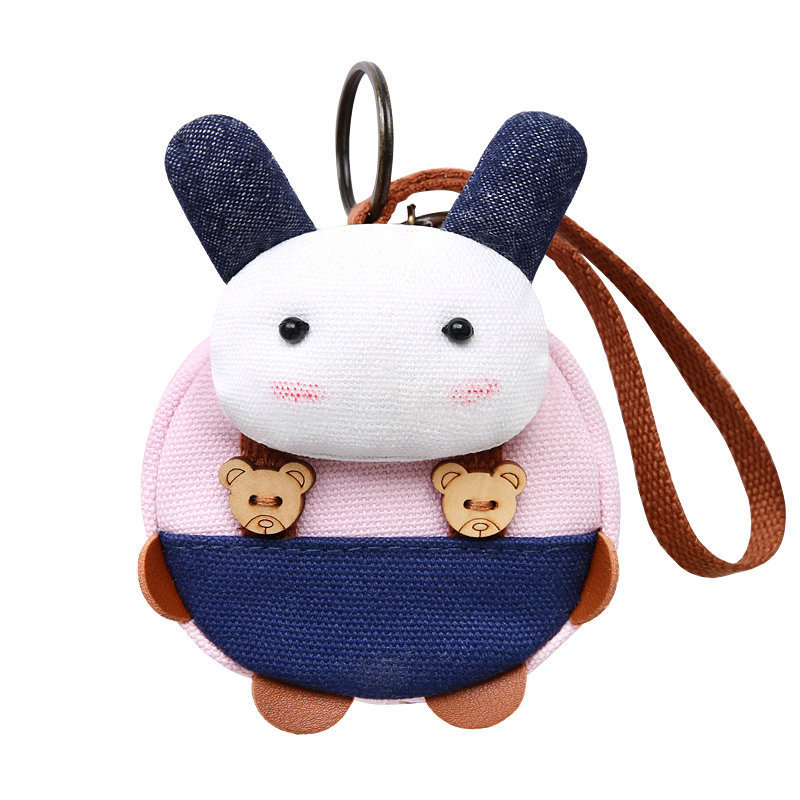 Πορτοφόλι κερμάτων με σχέδιο κουνελιού σε καρτούν, καμβάς, unisex, Κορεατική έκδοση