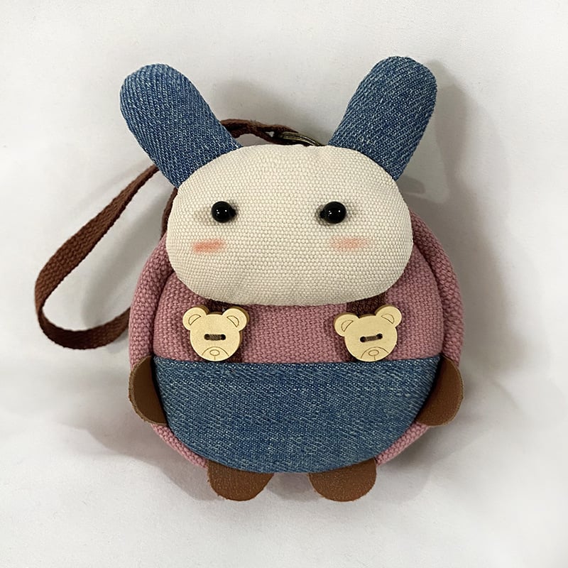 Πορτοφόλι κερμάτων με σχέδιο κουνελιού σε καρτούν, καμβάς, unisex, Κορεατική έκδοση