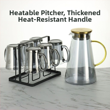 Sklenený súbor na vodu s pohármi, európsky štýl, tepelná odolnosť, na studenú vodu a cold brew, darčekové balenie – Jingyue