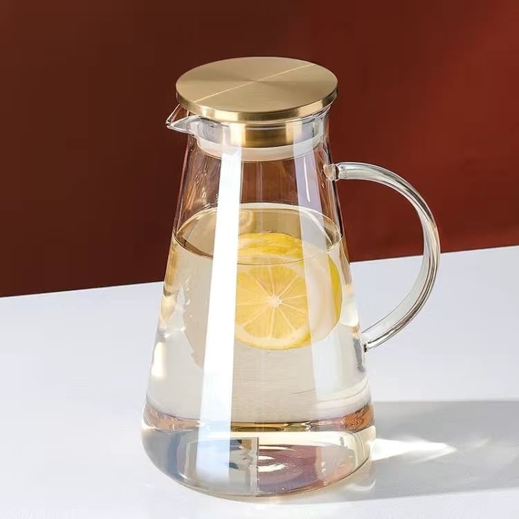 Σετ γυάλινρού δοχείου νερού με ποτήρια, ευρωπαϊκού στυλ, θερμοανθεκτικό, κατάλληλο για κρύο νερό και cold brew, δώρο σε κουτί – Jingyue