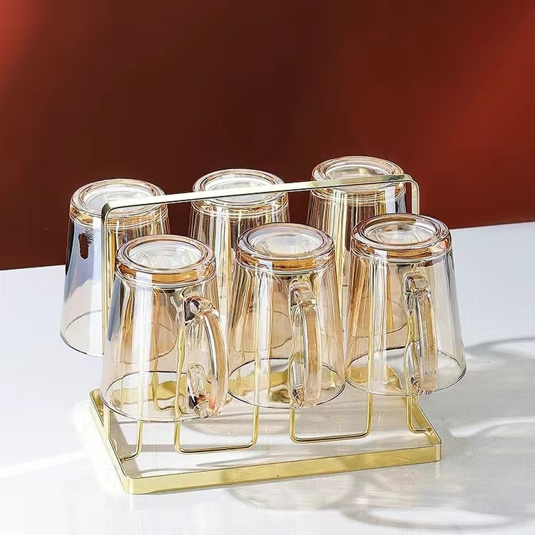Σετ γυάλινρού δοχείου νερού με ποτήρια, ευρωπαϊκού στυλ, θερμοανθεκτικό, κατάλληλο για κρύο νερό και cold brew, δώρο σε κουτί – Jingyue