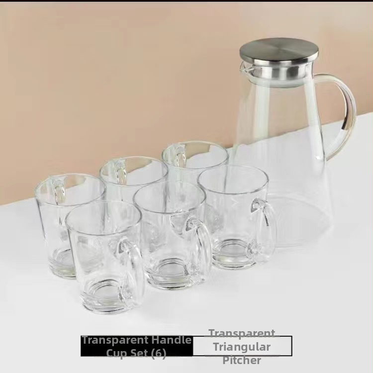 Sklenený súbor na vodu s pohármi, európsky štýl, tepelná odolnosť, na studenú vodu a cold brew, darčekové balenie – Jingyue