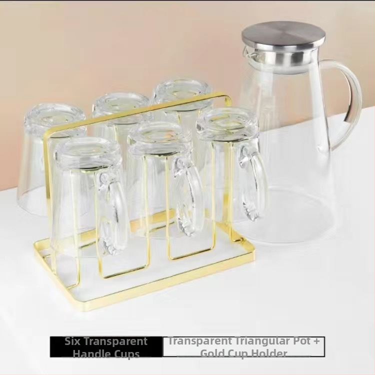 Sklenený súbor na vodu s pohármi, európsky štýl, tepelná odolnosť, na studenú vodu a cold brew, darčekové balenie – Jingyue