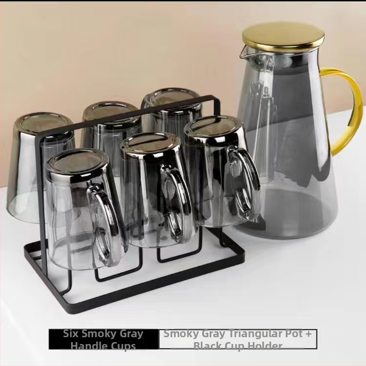 Sklenený súbor na vodu s pohármi, európsky štýl, tepelná odolnosť, na studenú vodu a cold brew, darčekové balenie – Jingyue