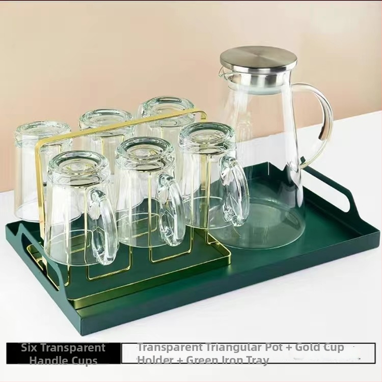 Sklenený súbor na vodu s pohármi, európsky štýl, tepelná odolnosť, na studenú vodu a cold brew, darčekové balenie – Jingyue