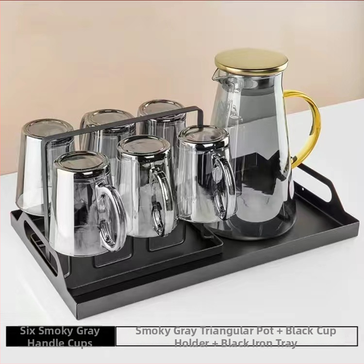 Sklenený súbor na vodu s pohármi, európsky štýl, tepelná odolnosť, na studenú vodu a cold brew, darčekové balenie – Jingyue