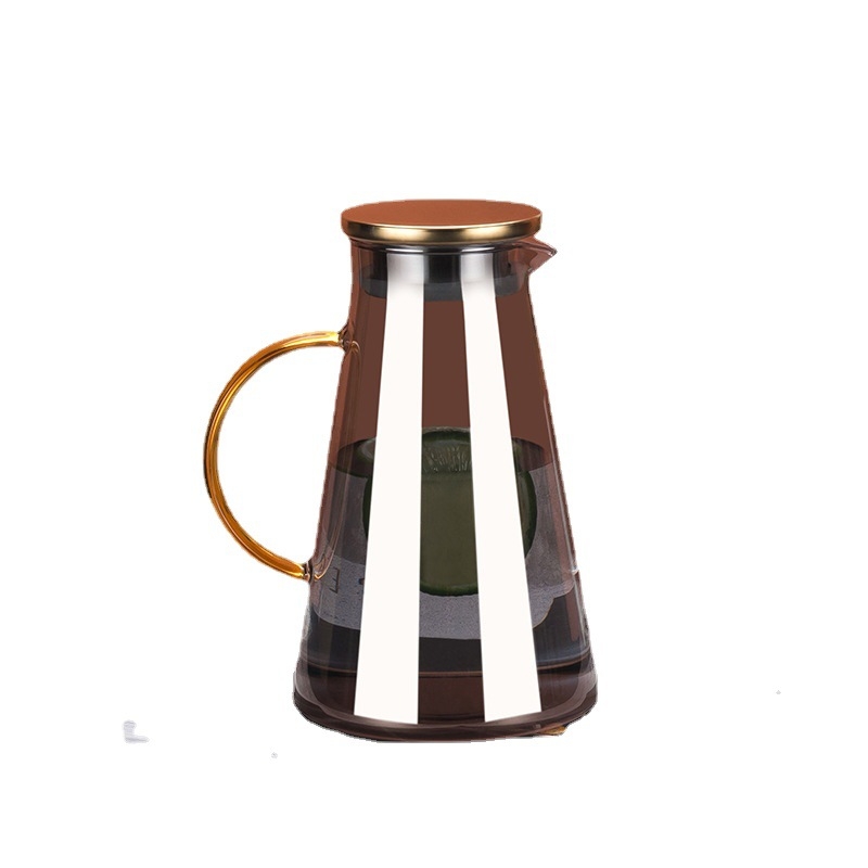 Σετ γυάλινρού δοχείου νερού με ποτήρια, ευρωπαϊκού στυλ, θερμοανθεκτικό, κατάλληλο για κρύο νερό και cold brew, δώρο σε κουτί – Jingyue