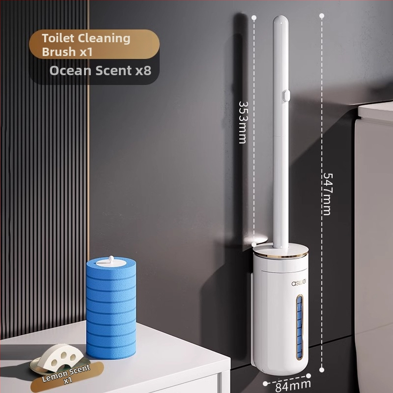 Perie de toaletă de unică folosință montată pe perete, cu cap de schimb, design fără unghiuri moarte, model 2025