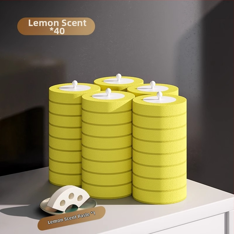 Perie de toaletă de unică folosință montată pe perete, cu cap de schimb, design fără unghiuri moarte, model 2025