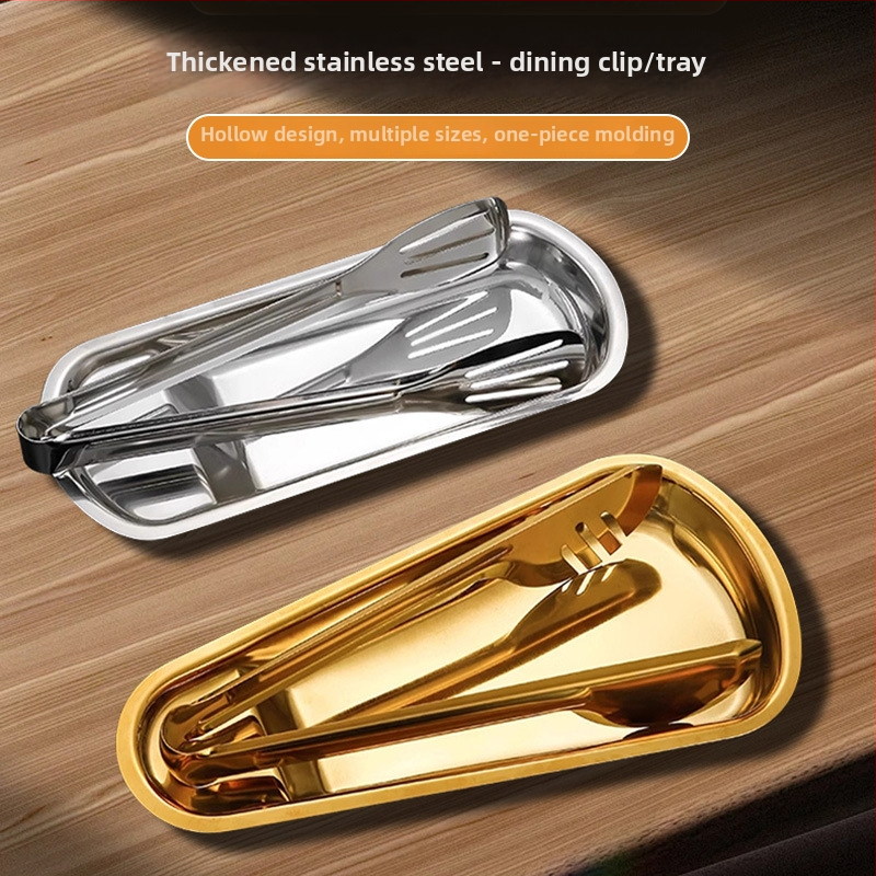 Nerezový podnos na príbory do bufetu s ventilátorovým tvarom a štvorcovou platňou