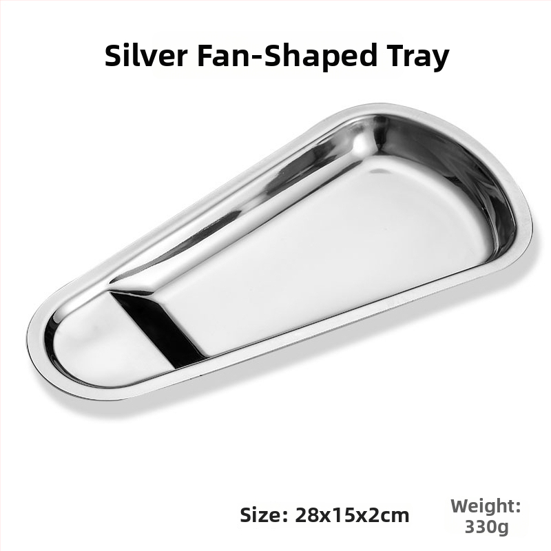 Nerezový podnos na príbory do bufetu s ventilátorovým tvarom a štvorcovou platňou