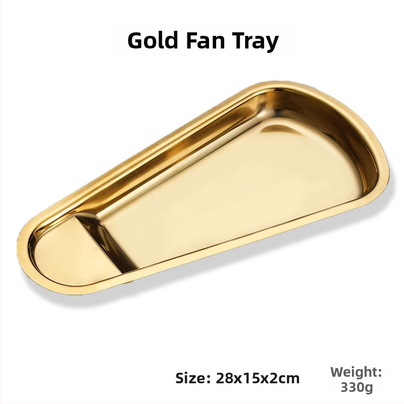 Nerezový podnos na príbory do bufetu s ventilátorovým tvarom a štvorcovou platňou