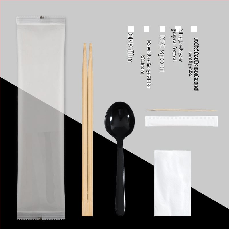 Σετ μίας χρήσης από μπαμπού τετράδας για μαχαιροπίρουνα (chopsticks, κουτάλι, πιρούνι, μαχαίρι) με προσαρμοζόμενο λογότυπο; 1000 τεμάχια σε συσκευασία