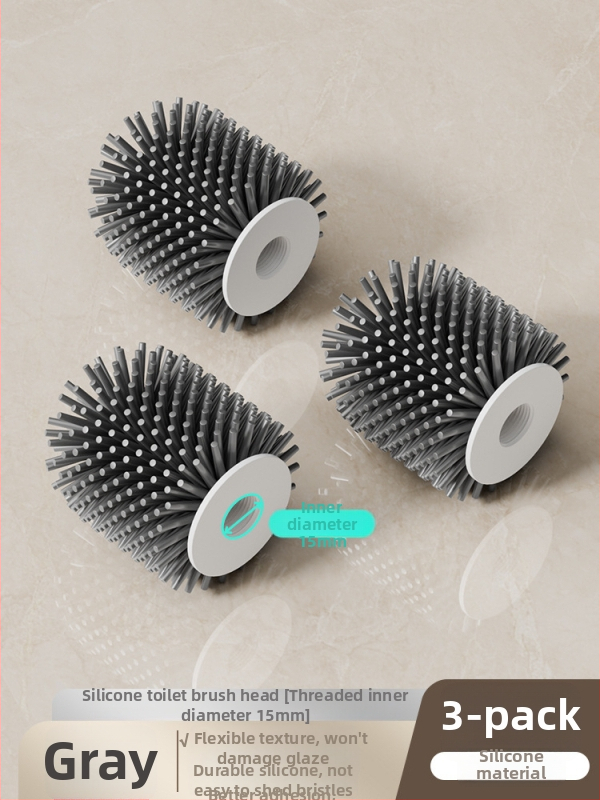 Set četke za zahod s silikonskim glavama i aluminijskom šipkom (šipka od aluminija; silikonske glave; zamjenske glave uključene; univerzalna kompatibilnost; brend: Dima)