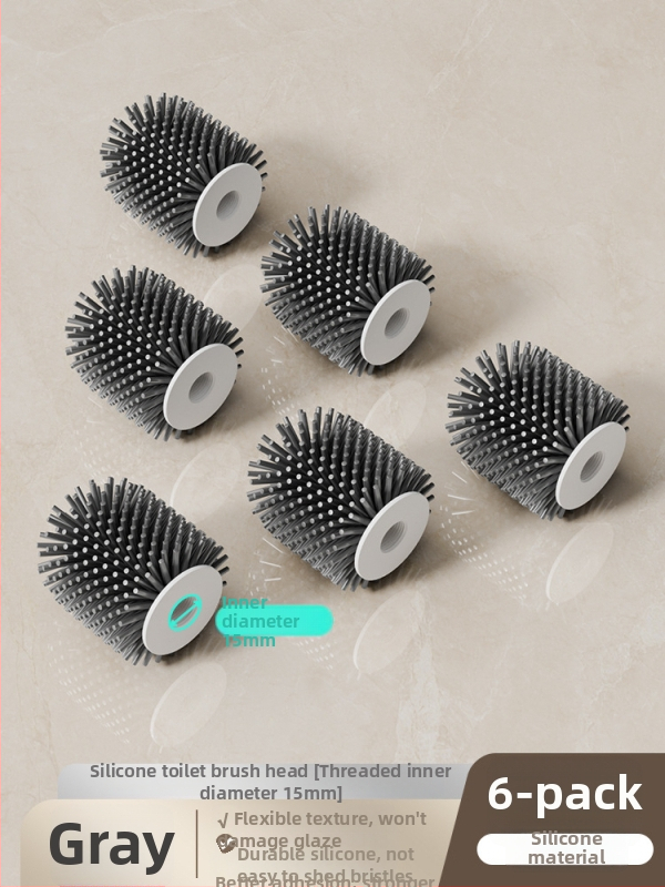 Set četke za zahod s silikonskim glavama i aluminijskom šipkom (šipka od aluminija; silikonske glave; zamjenske glave uključene; univerzalna kompatibilnost; brend: Dima)