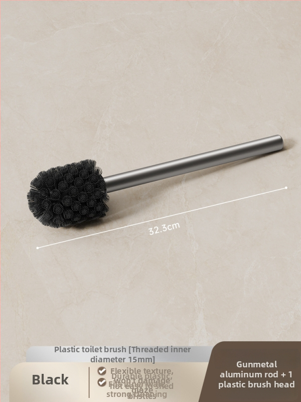 Set četke za zahod s silikonskim glavama i aluminijskom šipkom (šipka od aluminija; silikonske glave; zamjenske glave uključene; univerzalna kompatibilnost; brend: Dima)