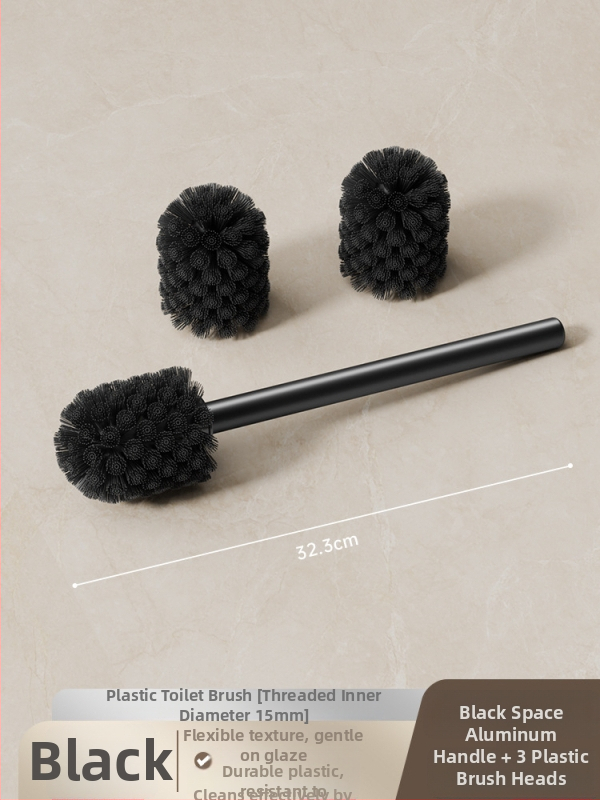 Set četke za zahod s silikonskim glavama i aluminijskom šipkom (šipka od aluminija; silikonske glave; zamjenske glave uključene; univerzalna kompatibilnost; brend: Dima)