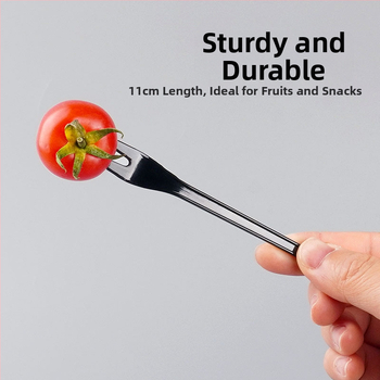 Furculiță de fructe de unică folosință, cu două dinți, stil occidental, din plastic, prietenoasă cu copiii, design modern minimalist.