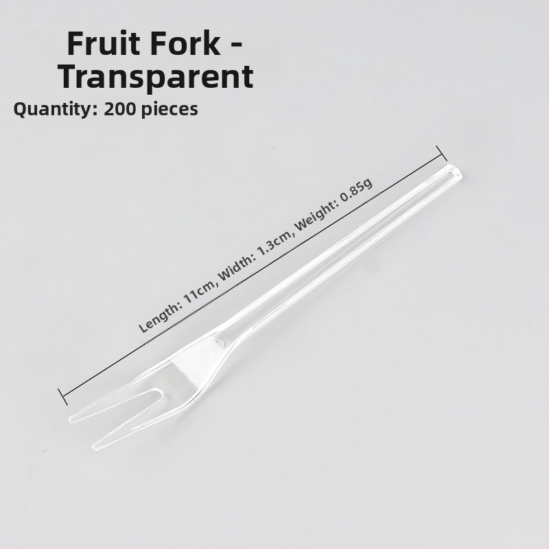 Furculiță de fructe de unică folosință, cu două dinți, stil occidental, din plastic, prietenoasă cu copiii, design modern minimalist.