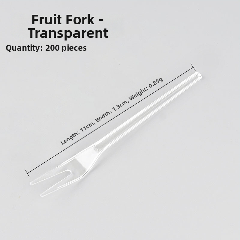 Furculiță de fructe de unică folosință, cu două dinți, stil occidental, din plastic, prietenoasă cu copiii, design modern minimalist.