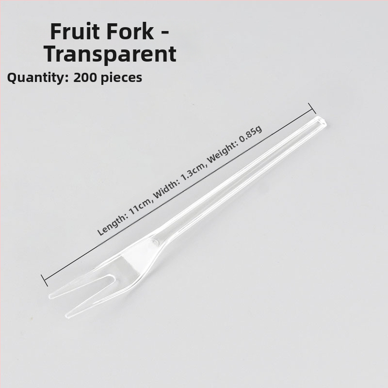 Furculiță de fructe de unică folosință, cu două dinți, stil occidental, din plastic, prietenoasă cu copiii, design modern minimalist.