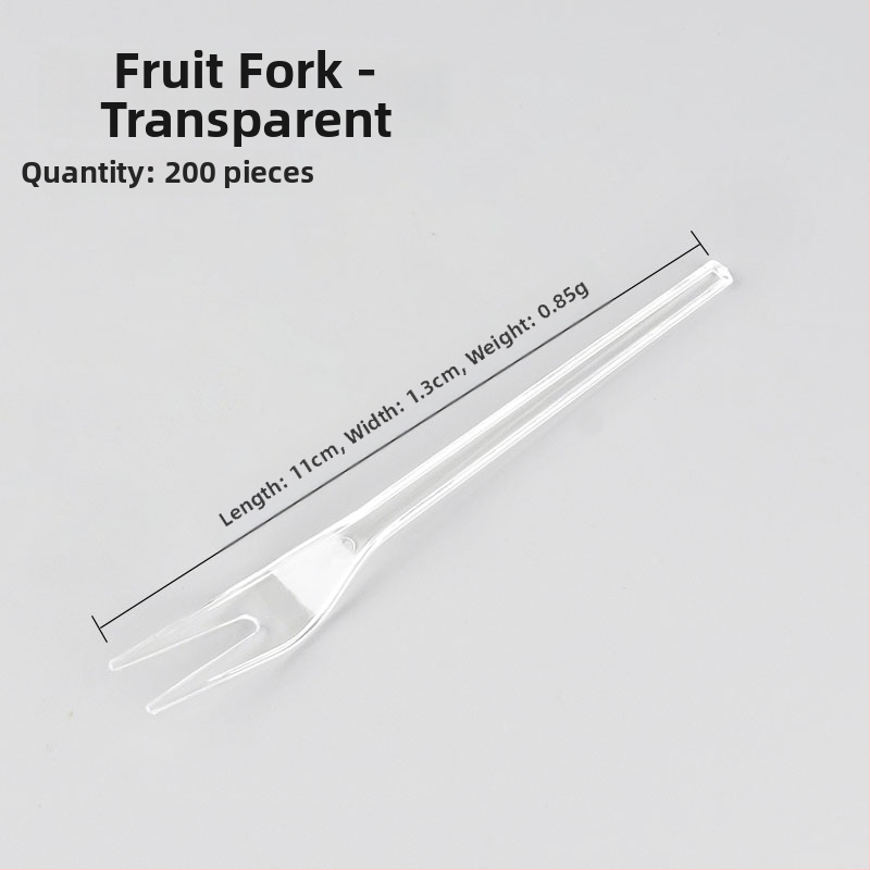 Furculiță de fructe de unică folosință, cu două dinți, stil occidental, din plastic, prietenoasă cu copiii, design modern minimalist.